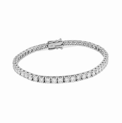 14K White Gold 6.85CT Lab Diamond 10 Pointer 3.5MM Men Women 11g Tennis Bracelet - Elite Jewelers - Bracelets