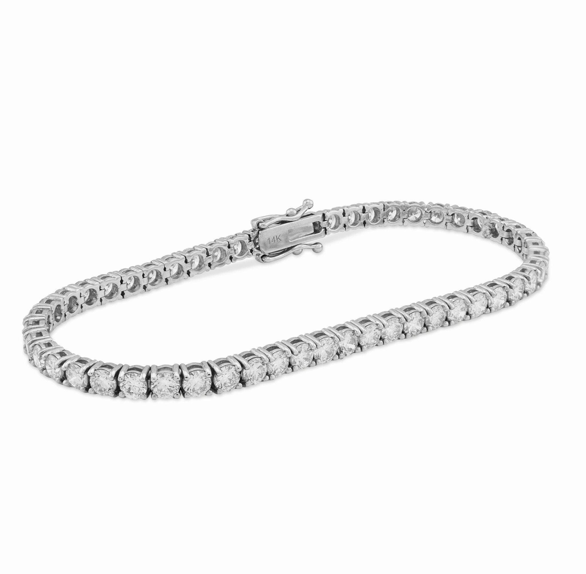 14K White Gold 6.85CT Lab Diamond 10 Pointer 3.5MM Men Women 11g Tennis Bracelet - Elite Jewelers - Bracelets