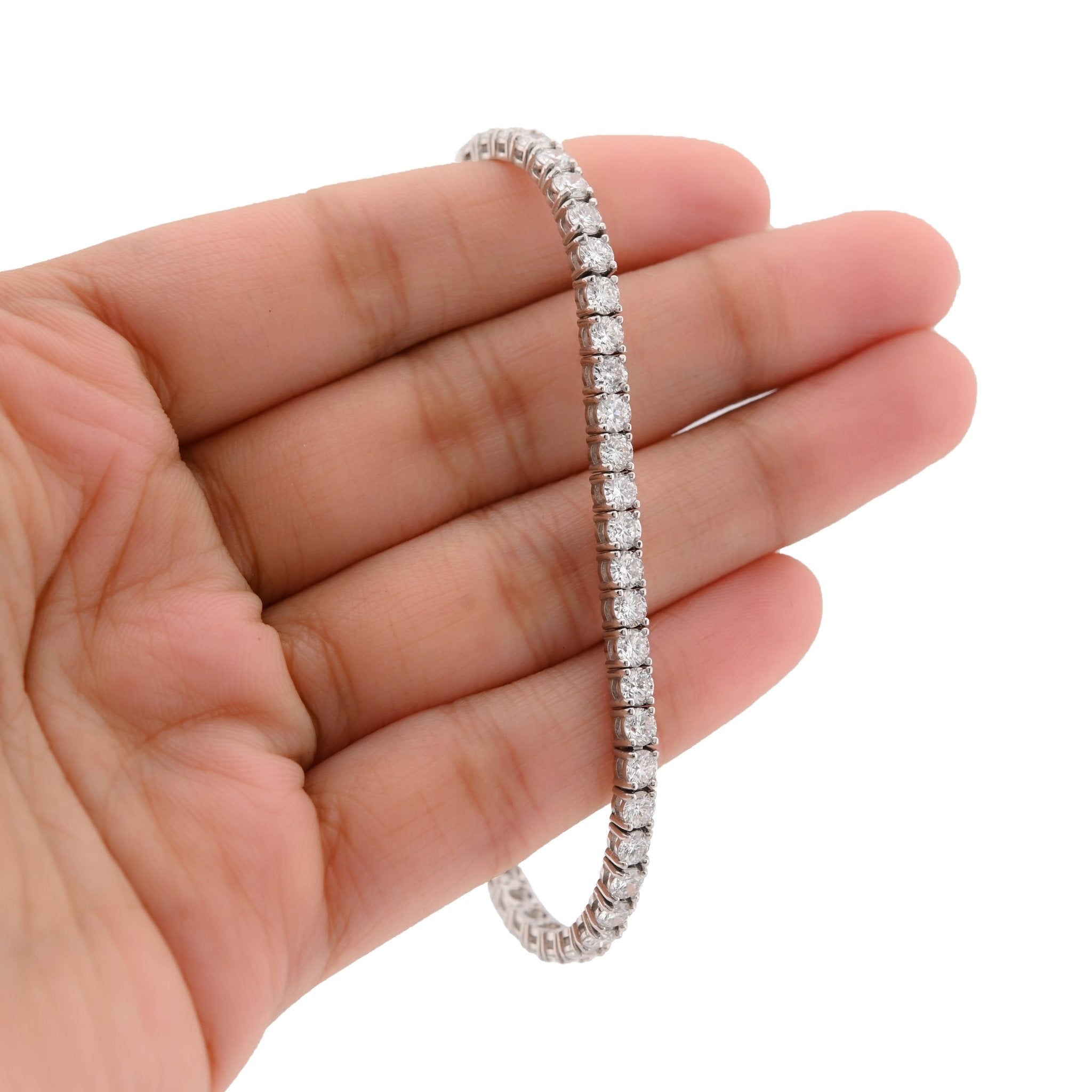 14K White Gold 6.85CT Lab Diamond 10 Pointer 3.5MM Men Women 11g Tennis Bracelet - Elite Jewelers - Bracelets