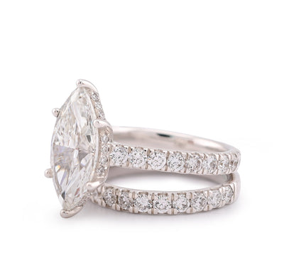 14K White Gold 6CT Centre Marquise Solitaire Lab Diamond Women Ring - Elite Jewelers-Rings