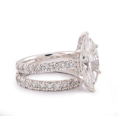 14K White Gold 6CT Centre Marquise Solitaire Lab Diamond Women Ring - Elite Jewelers-Rings
