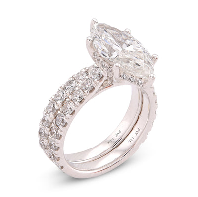 14K White Gold 6CT Centre Marquise Solitaire Lab Diamond Women Ring - Elite Jewelers-Rings