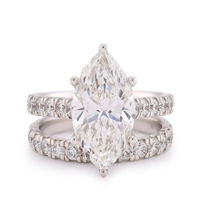 14K White Gold 6CT Centre Marquise Solitaire Lab Diamond Women Ring - Elite Jewelers-Rings
