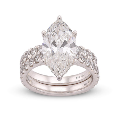 14K White Gold 6CT Centre Marquise Solitaire Lab Diamond Women Ring - Elite Jewelers-Rings