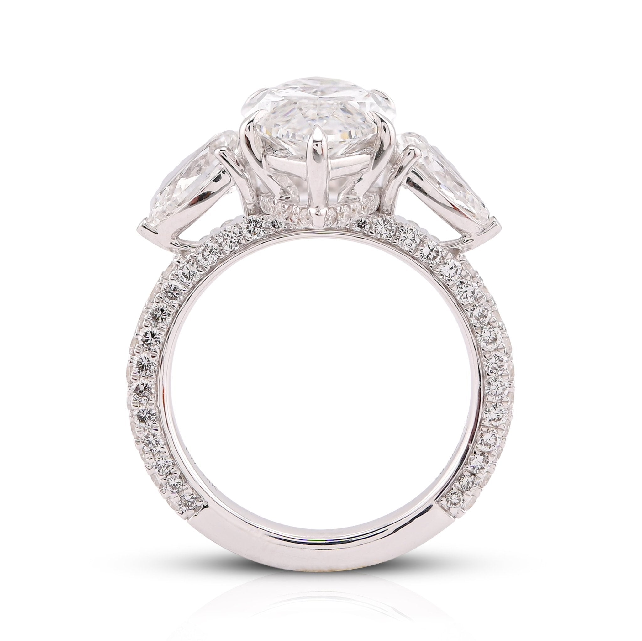 14K White Gold 7.48CT Marquise Centre Solitaire Pear Side Flower Shape Lab Diamond Women ring - Elite Jewelers-Rings