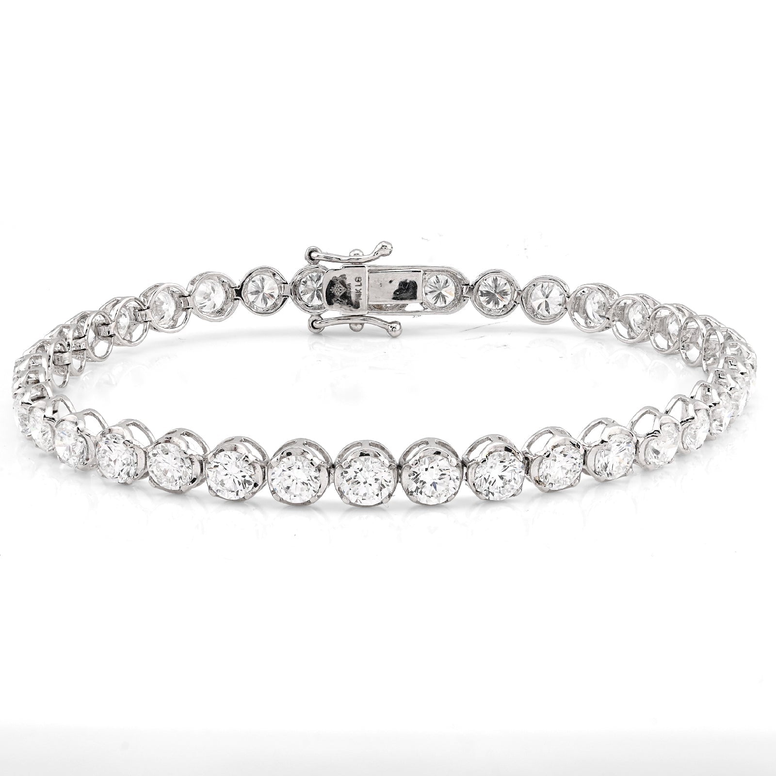 14K White Gold 7CT Lab Diamond 7" 15 Pointer Men Women Tennis Bracelet 4.5MM 7g - Elite Jewelers - Bracelets