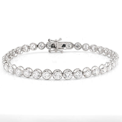 14K White Gold 7CT Lab Diamond 7" 15 Pointer Men Women Tennis Bracelet 4.5MM 7g - Elite Jewelers - Bracelets