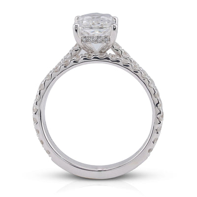14K White Gold Centre Radiant Solitaire Round 3.30CT Lab Diamond Women Ring with Band - Elite Jewelers-Rings