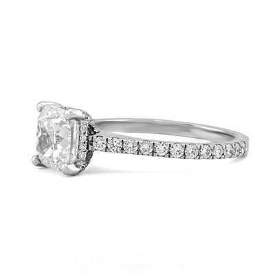 14K White Gold Cushion Centre Solitaire 2CT Lab Diamond Women ring - Elite Jewelers - Rings
