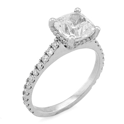 14K White Gold Cushion Centre Solitaire 2CT Lab Diamond Women ring - Elite Jewelers - Rings