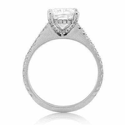 14K White Gold Cushion Centre Solitaire 2CT Lab Diamond Women ring - Elite Jewelers - Rings