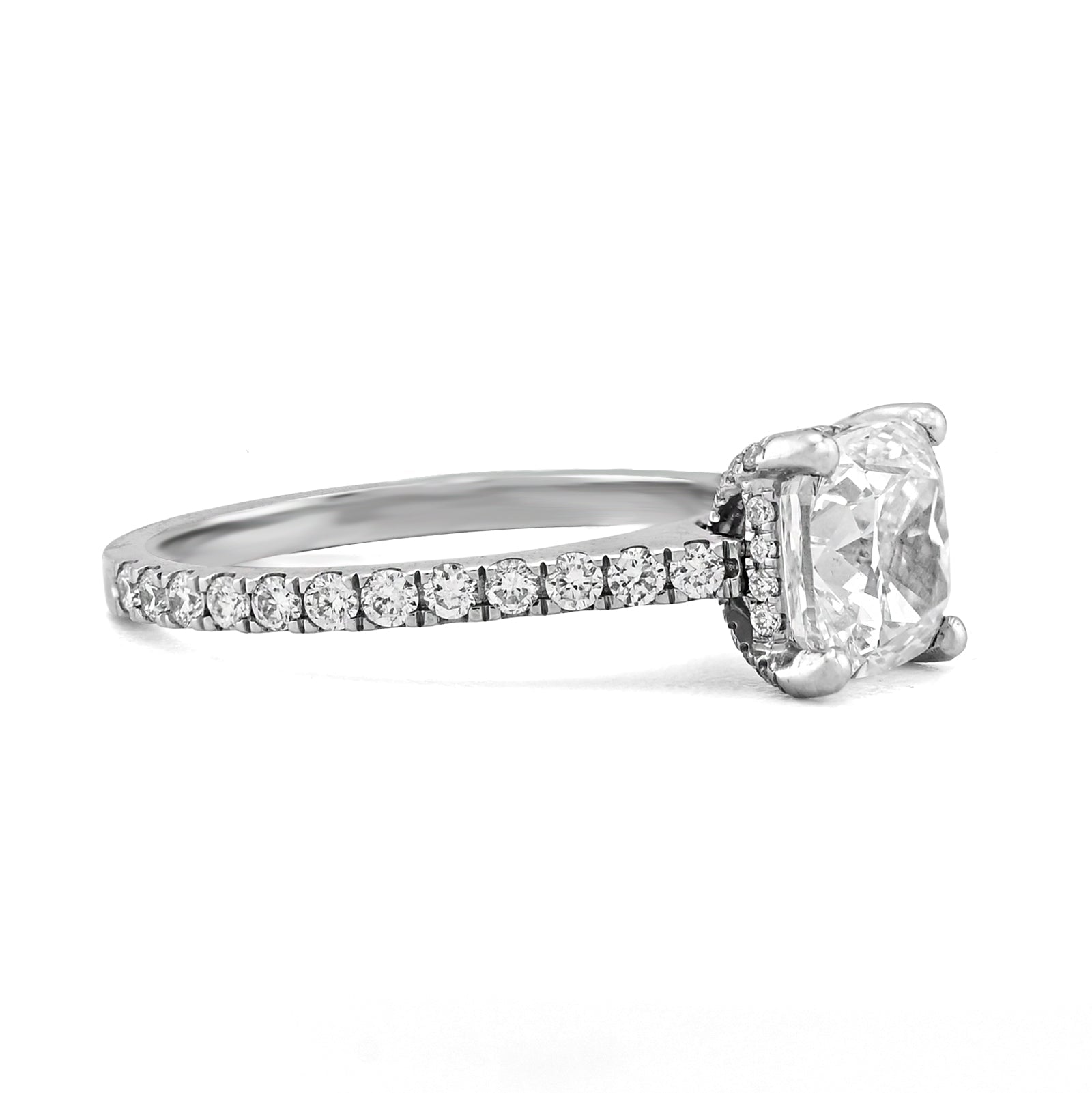 14K White Gold Cushion Centre Solitaire 2CT Lab Diamond Women ring - Elite Jewelers - Rings