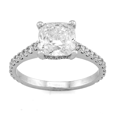 14K White Gold Cushion Centre Solitaire 2CT Lab Diamond Women ring - Elite Jewelers - Rings