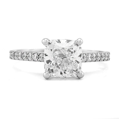 14K White Gold Cushion Centre Solitaire 2CT Lab Diamond Women ring - Elite Jewelers - Rings