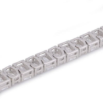 14K White Gold Emerald/Oval Solitaire Link 10CT Men Women Lab Diamond Tennis Bracelet 7" - Elite Jewelers-Bracelets