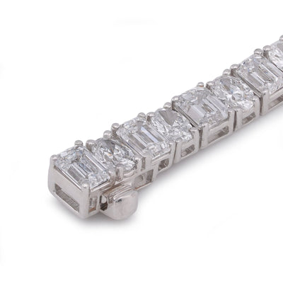 14K White Gold Emerald/Oval Solitaire Link 10CT Men Women Lab Diamond Tennis Bracelet 7" - Elite Jewelers-Bracelets