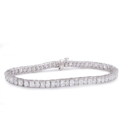 14K White Gold Emerald/Oval Solitaire Link 10CT Men Women Lab Diamond Tennis Bracelet 7" - Elite Jewelers-Bracelets