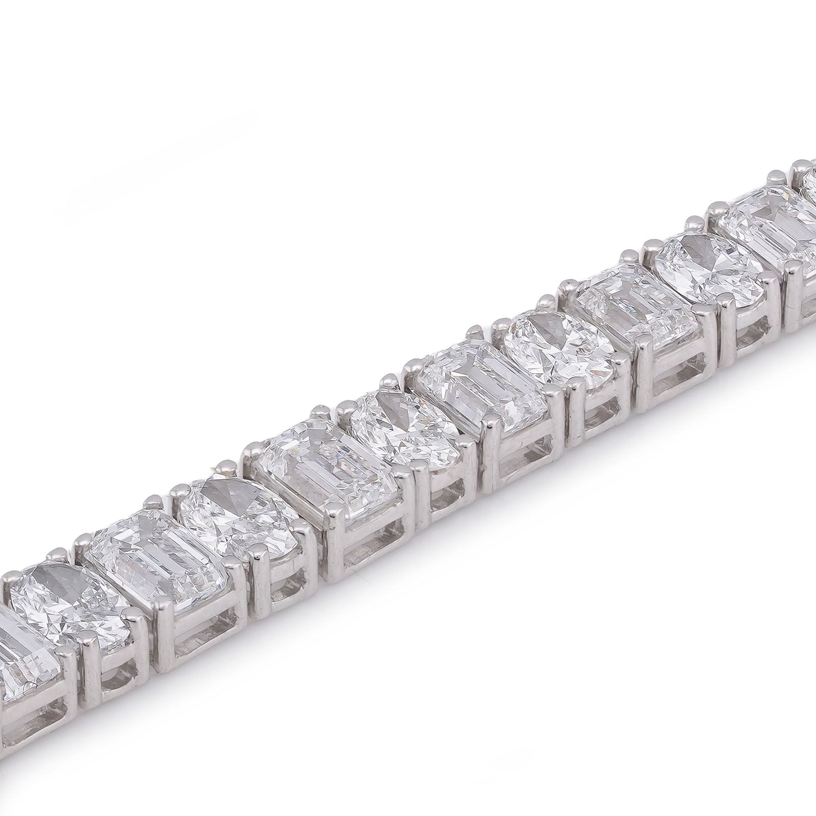 14K White Gold Emerald/Oval Solitaire Link 10CT Men Women Lab Diamond Tennis Bracelet 7" - Elite Jewelers-Bracelets