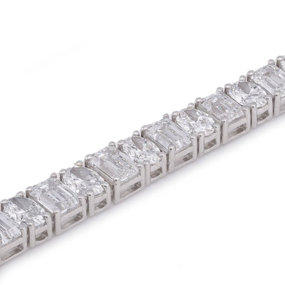 14K White Gold Emerald/Oval Solitaire Link 10CT Men Women Lab Diamond Tennis Bracelet 7" - Elite Jewelers-Bracelets