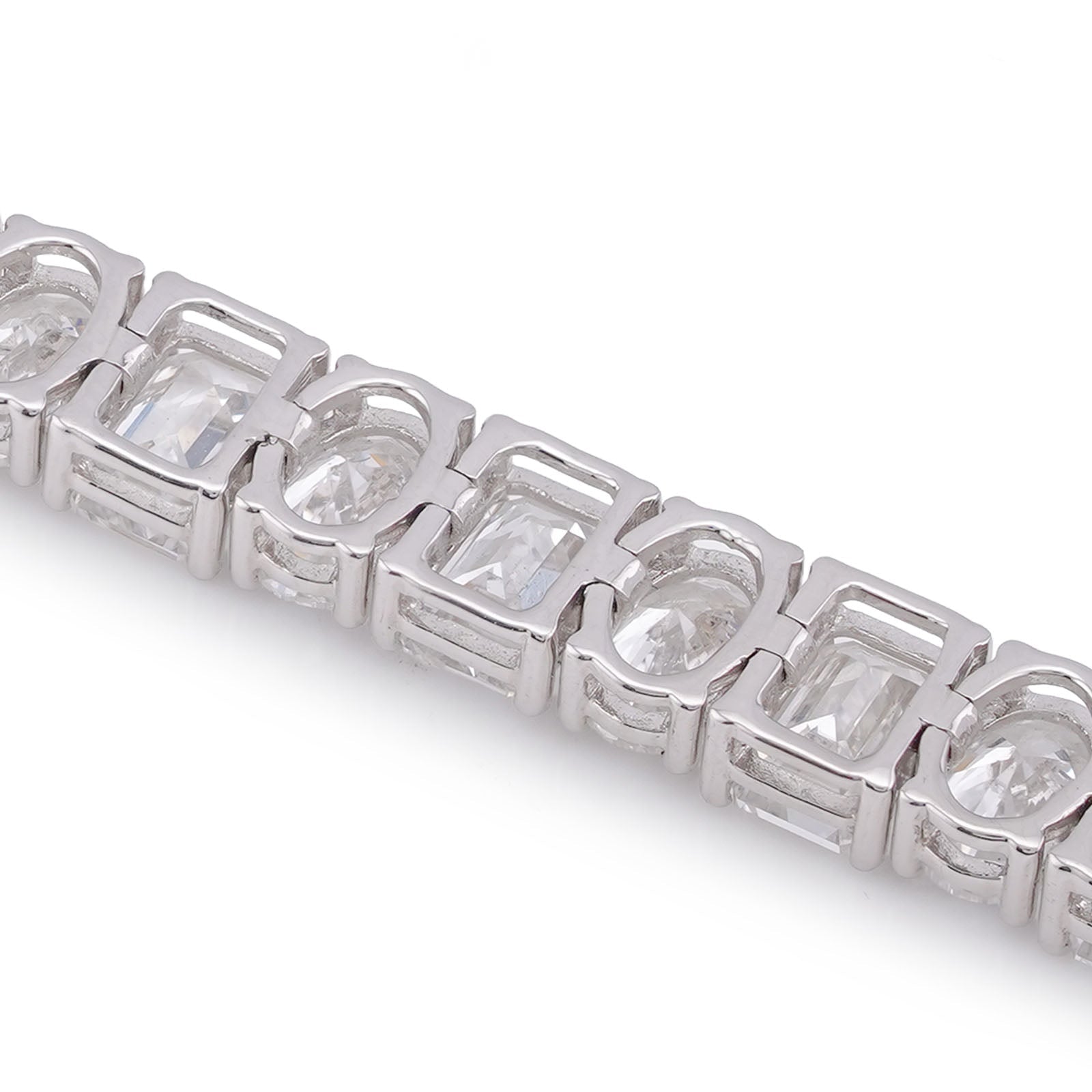 14K White Gold Emerald/Oval Solitaire Link 15CT Men Women Lab Diamond Tennis Bracelet 7" - Elite Jewelers-Bracelets