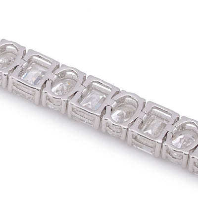 14K White Gold Emerald/Oval Solitaire Link 15CT Men Women Lab Diamond Tennis Bracelet 7" - Elite Jewelers-Bracelets