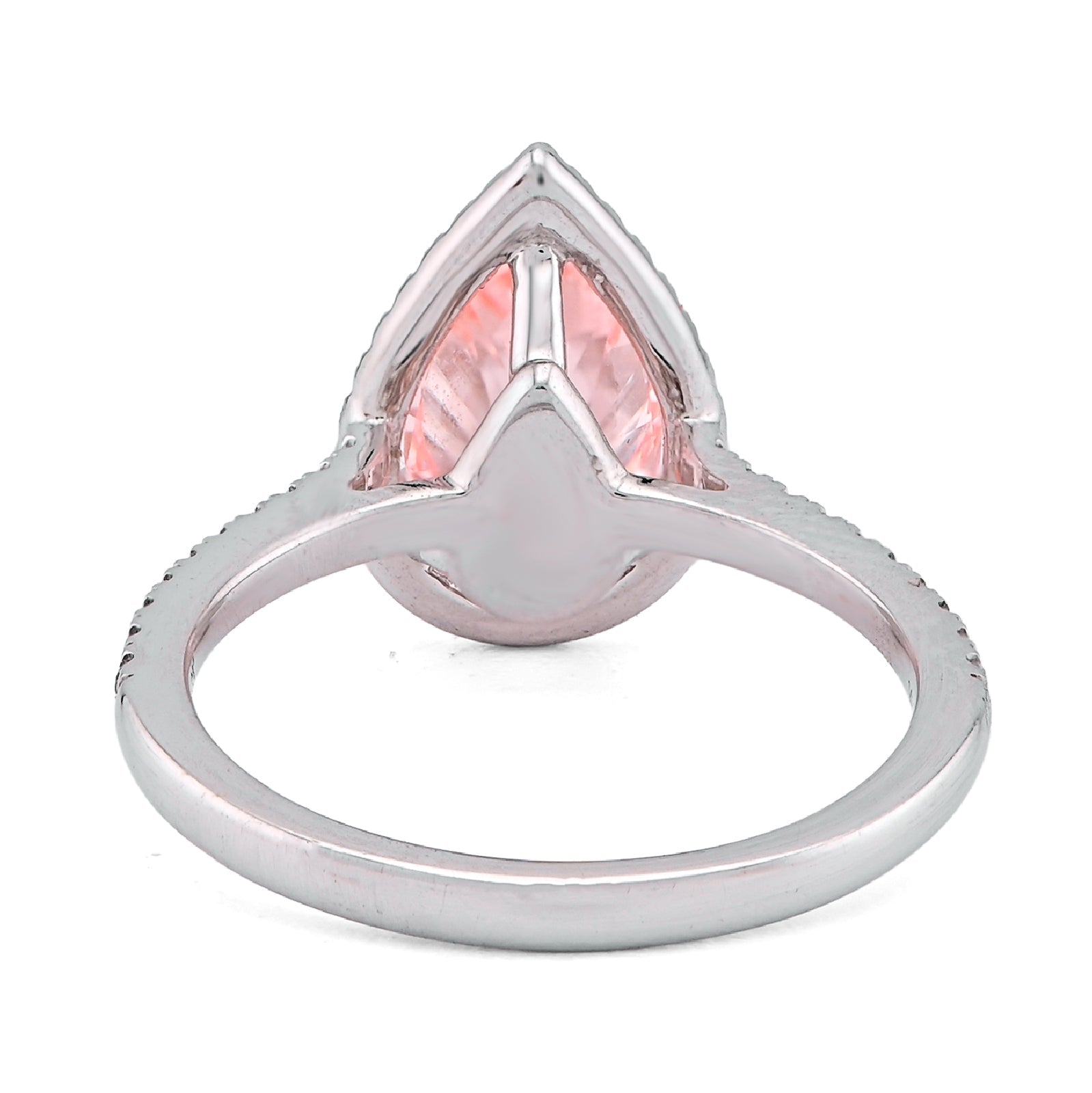 14K White Gold Fancy Pink 2.28CT Pear/Tear Drop Centre Halo Lab Diamond Women Ring - Elite Jewelers - Rings