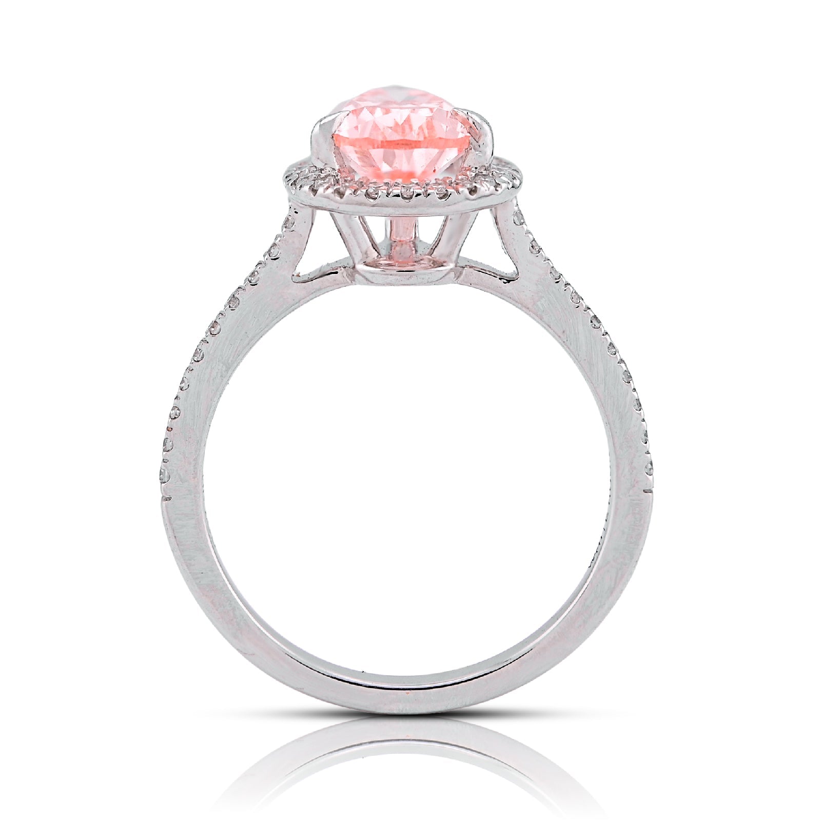 14K White Gold Fancy Pink 2.28CT Pear/Tear Drop Centre Halo Lab Diamond Women Ring - Elite Jewelers - Rings