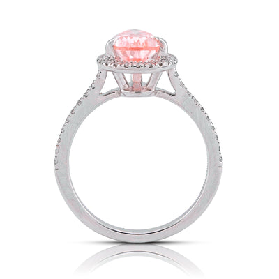 14K White Gold Fancy Pink 2.28CT Pear/Tear Drop Centre Halo Lab Diamond Women Ring - Elite Jewelers - Rings