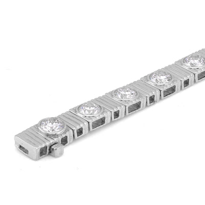 14K White Gold Fluted Gold Solitare Lab Diamond 7CT Men Women 7" Tennis Bracelet - Elite Jewelers-Bracelets