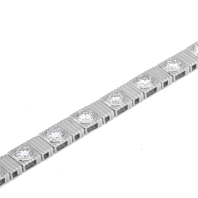 14K White Gold Fluted Gold Solitare Lab Diamond 7CT Men Women 7" Tennis Bracelet - Elite Jewelers-Bracelets