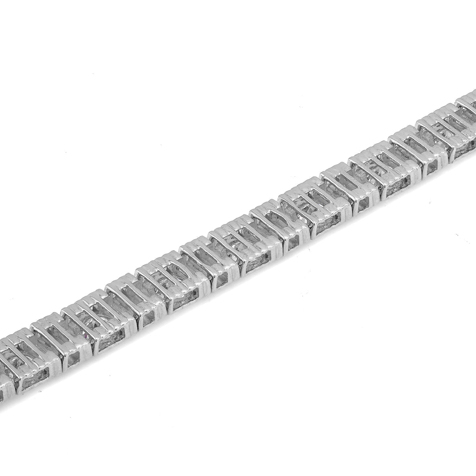 14K White Gold Fluted Gold Solitare Lab Diamond 7CT Men Women 7" Tennis Bracelet - Elite Jewelers-Bracelets