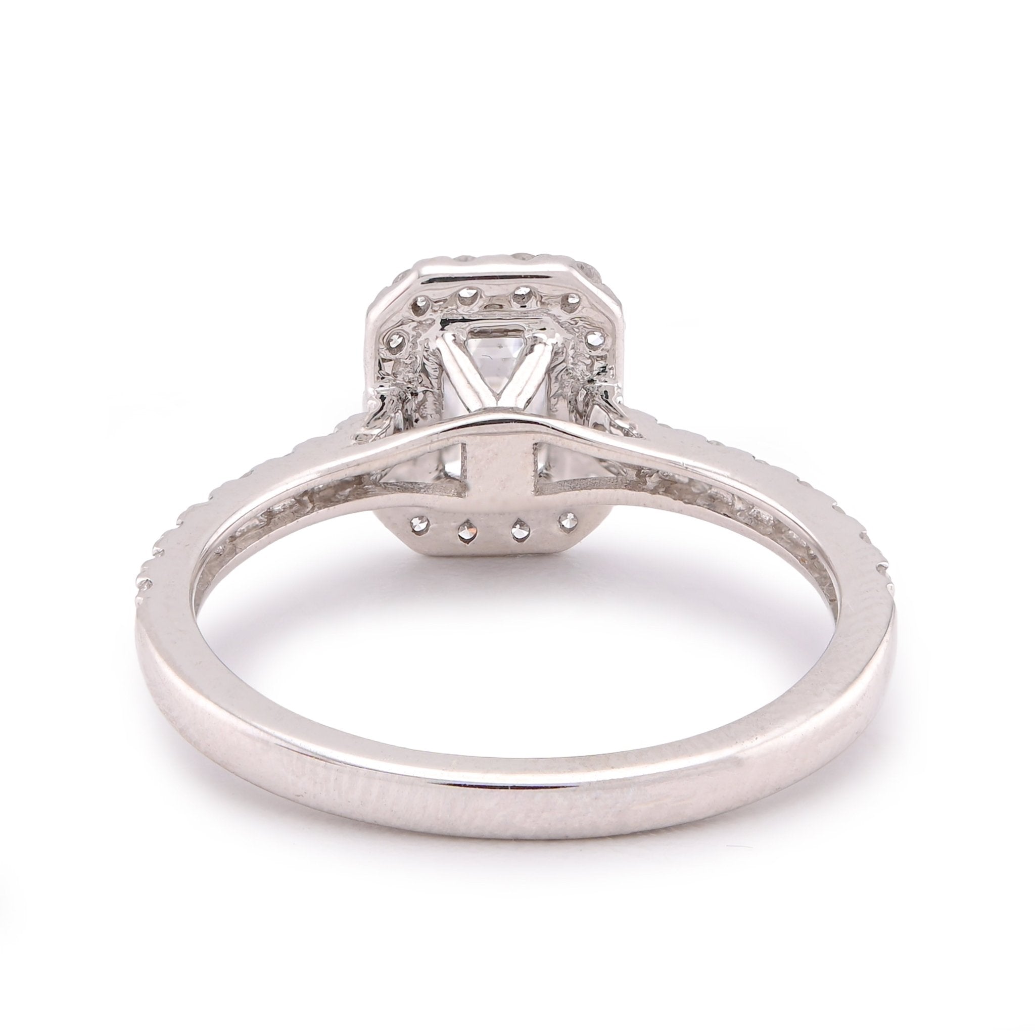 14K White Gold Halo Centre Emerald 1.35CT Lab Diamond Women Ring - Elite Jewelers-Rings