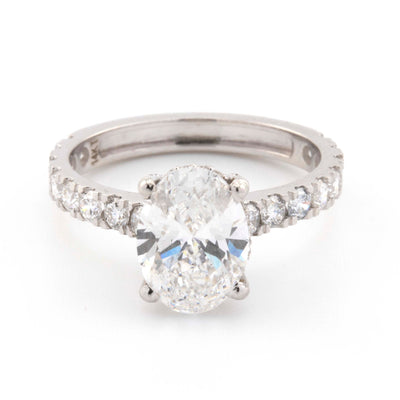 14K White Gold Lab Grown 3CT Oval Solitaire Diamond Ring with EGL Certified - Elite Jewelers - Rings