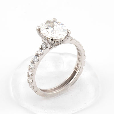 14K White Gold Lab Grown 3CT Oval Solitaire Diamond Ring with EGL Certified - Elite Jewelers - Rings