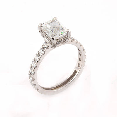 14k White Gold Lab Grown 3CT Radiant Solitaire Diamond Ring with EGL Certified - Elite Jewelers - Rings