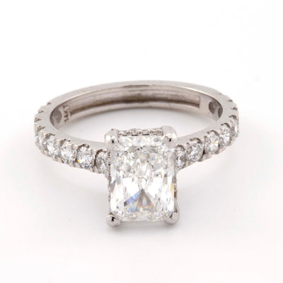 14k White Gold Lab Grown 3CT Radiant Solitaire Diamond Ring with EGL Certified - Elite Jewelers - Rings