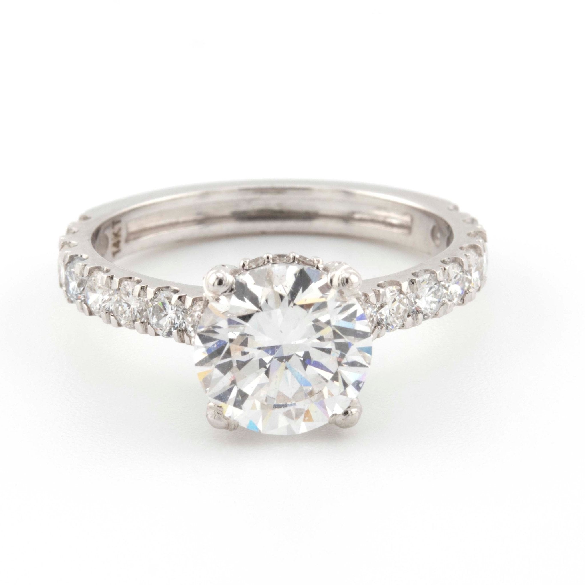 14K White Gold Lab Grown 3CT Round Solitaire Diamond Ring with EGL Certified - Elite Jewelers - Rings