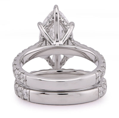 14K White Gold Marquise 4.06CT Solitaire Centre Side Iced with Band 6.11TC Women Lab Diamond Ring with Band - Elite Jewelers - Rings