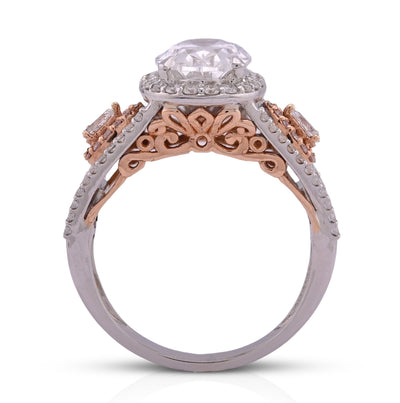 14K White Gold Oval 3.0CT Centre Solitaire Round/Baguette/Pear Lab Diamond 4.03TC Women Ring - Elite Jewelers - Rings