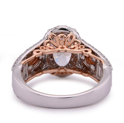 14K White Gold Oval 3.0CT Centre Solitaire Round/Baguette/Pear Lab Diamond 4.03TC Women Ring - Elite Jewelers - Rings