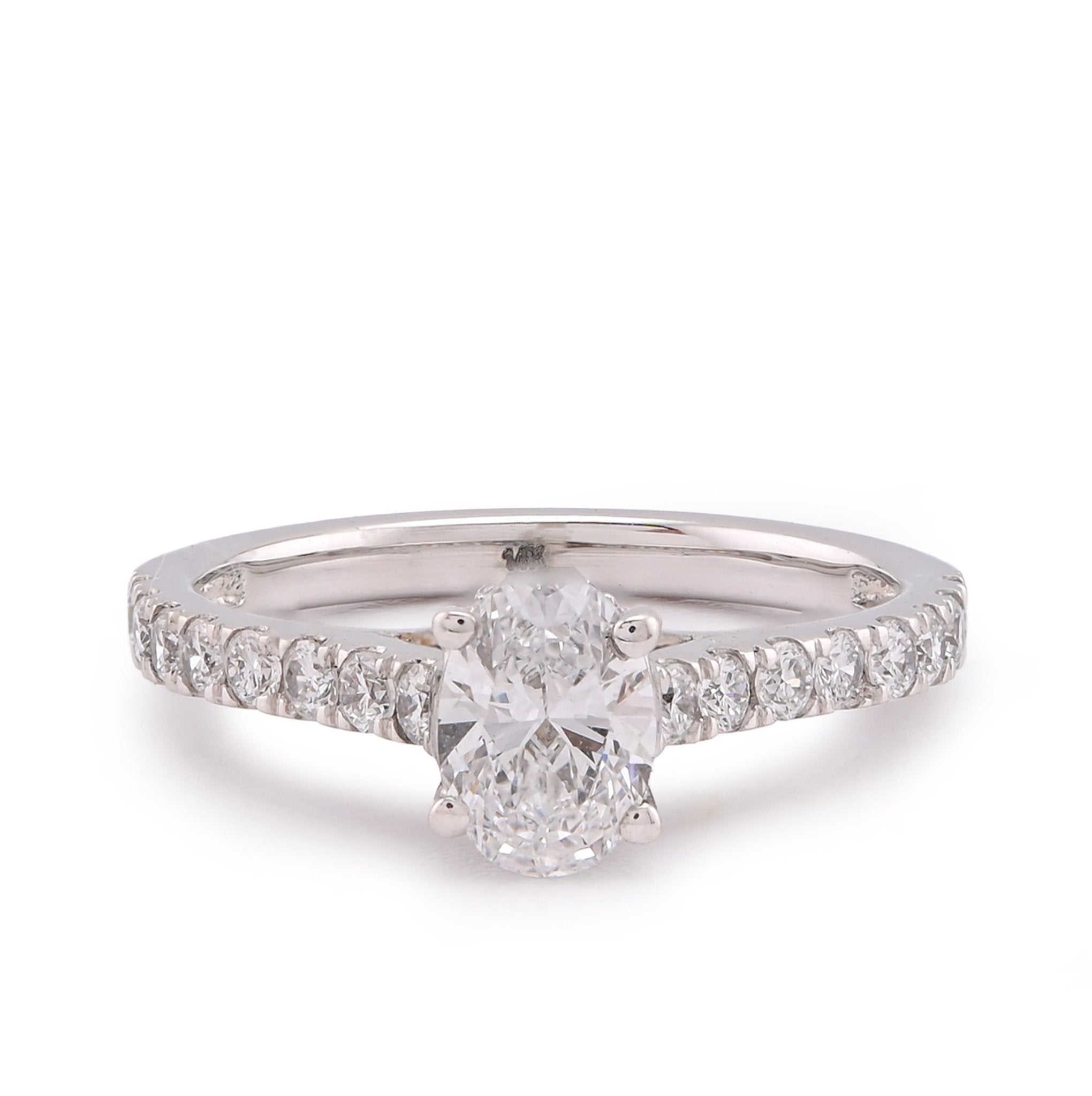 14K White Gold Oval Solitaire Centre 1.25CT Lab Diamond Women Ring - Elite Jewelers-Rings