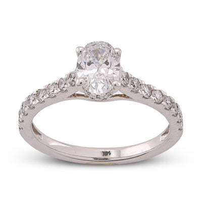 14K White Gold Oval Solitaire Centre 1.25CT Lab Diamond Women Ring - Elite Jewelers-Rings