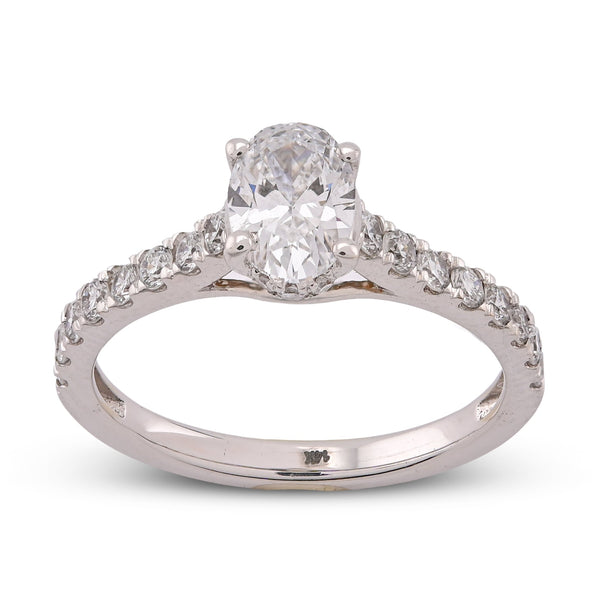 14K White Gold Oval Solitaire Centre 1.25CT Lab Diamond Women Ring - Elite Jewelers-Rings