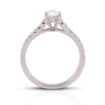 14K White Gold Oval Solitaire Centre 1.25CT Lab Diamond Women Ring - Elite Jewelers-Rings