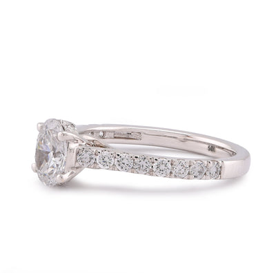 14K White Gold Oval Solitaire Centre 1.25CT Lab Diamond Women Ring - Elite Jewelers-Rings