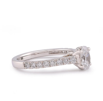 14K White Gold Oval Solitaire Centre 1.25CT Lab Diamond Women Ring - Elite Jewelers-Rings
