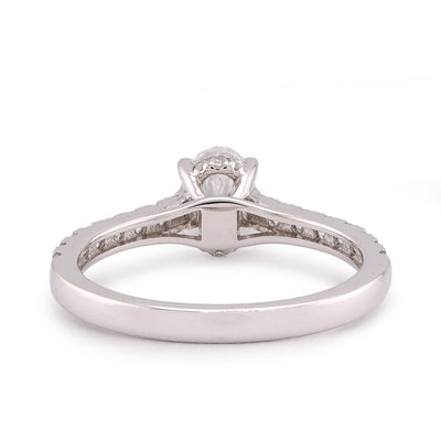 14K White Gold Oval Solitaire Centre 1.25CT Lab Diamond Women Ring - Elite Jewelers-Rings