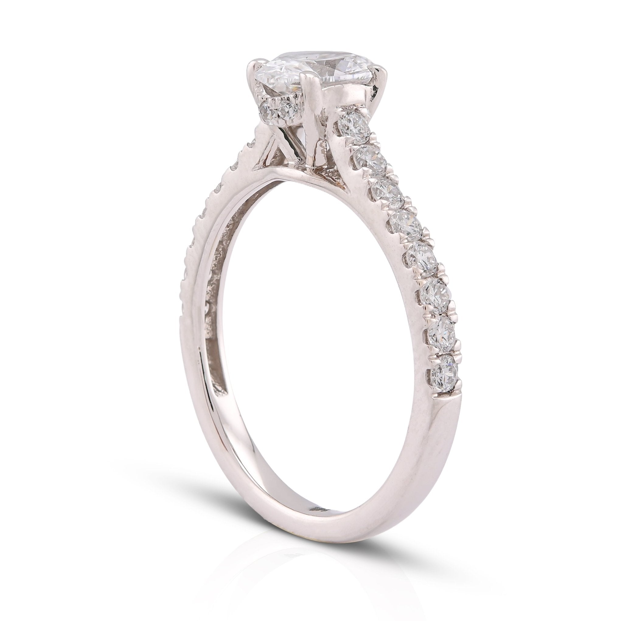 14K White Gold Oval Solitaire Centre 1.25CT Lab Diamond Women Ring - Elite Jewelers-Rings