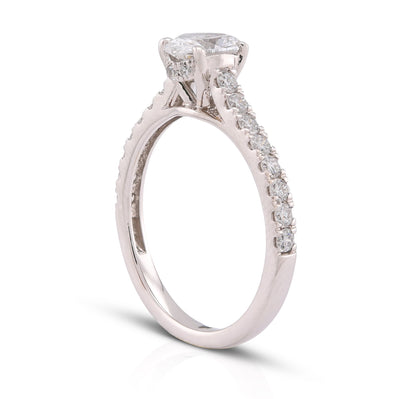 14K White Gold Oval Solitaire Centre 1.25CT Lab Diamond Women Ring - Elite Jewelers-Rings