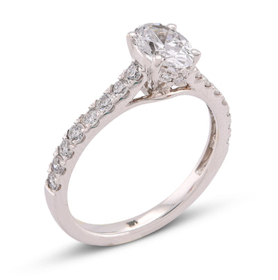 14K White Gold Oval Solitaire Centre 1.25CT Lab Diamond Women Ring - Elite Jewelers-Rings